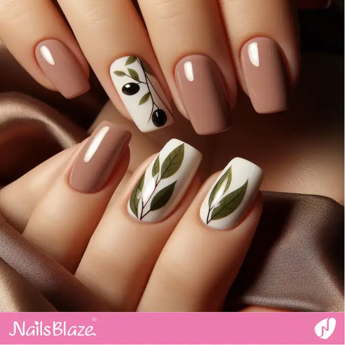 Olive Short Nails | Nature-inspired Nails - NB1623